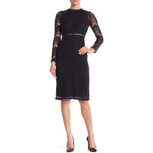 Love by Design New Women's Long Sleeve Lace Overlay Dress Black Size XS